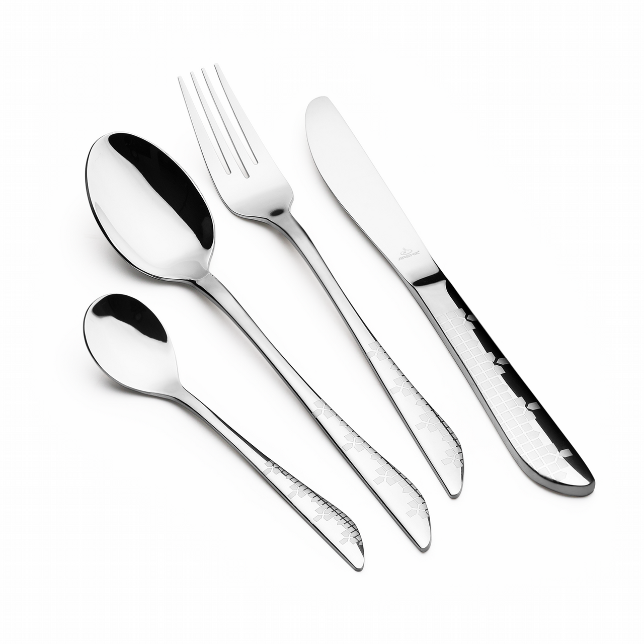 Arshia 26-Piece Stainless Steel Cutlery Set with Stand – Silver Polished