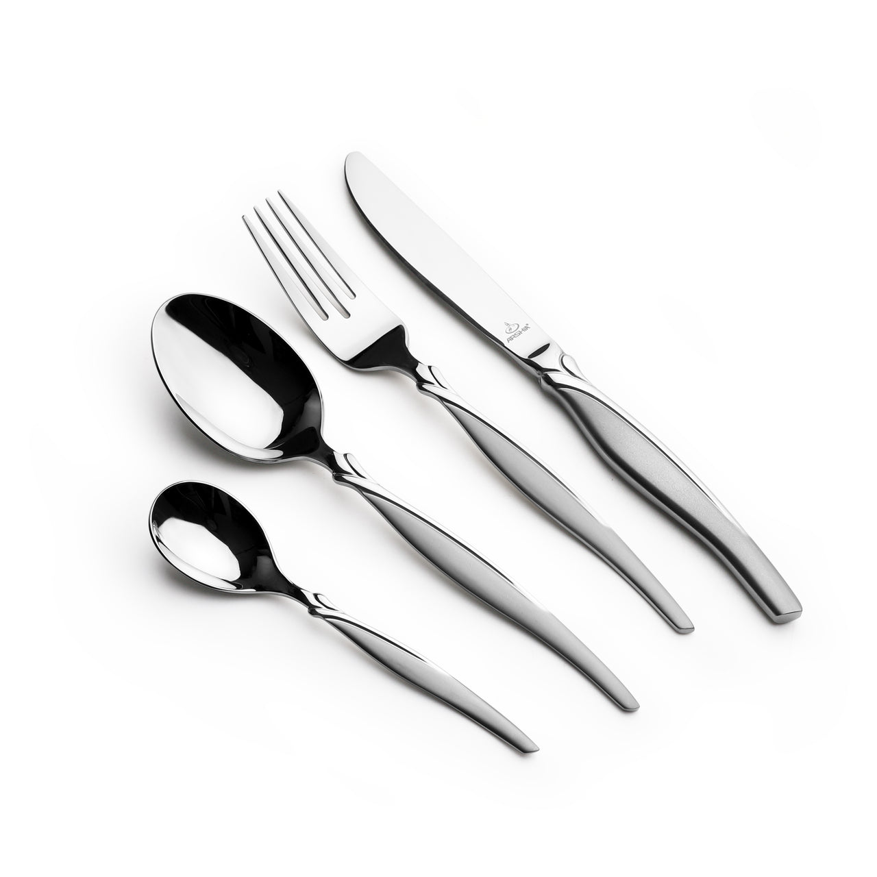 Arshia 26-Piece Stainless Steel Cutlery Set with Stand – Polished Silver