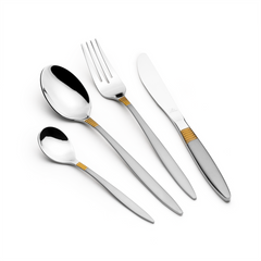 Arshia 26-Piece Luxury Stainless Steel Cutlery Set – Gold & Silver Two-Tone with Metal Stand