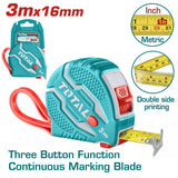 TOTAL Steel Measuring Tape 3m x 16mm – Accurate & Durable