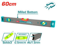 TOTAL Spirit Level 60cm with Powerful Magnets – 0.5mm/m Accuracy Double Milled (TMT26028M)