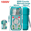TOTAL 1000V Multimeter TRMS 6000 Counts, NCV & Flashlight