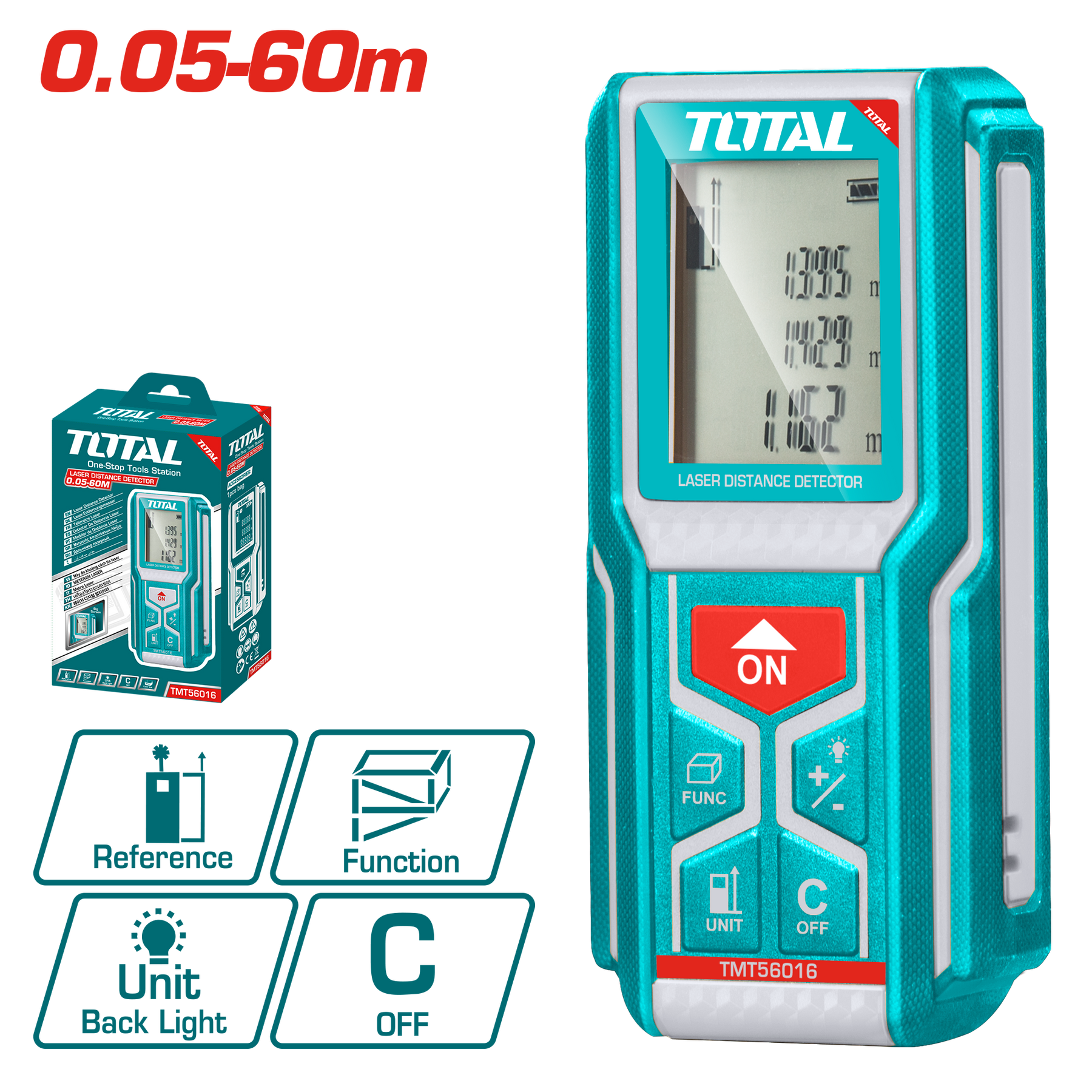 Total Laser Distance Detector 60M (TMT56016) – High Precision Total Laser Distance Detector 60M (TMT56016) – High Precision