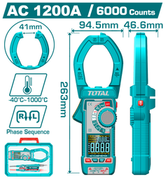 TOTAL Digital AC Clamp Meter 1200A – True RMS 6000 Counts with Color Display (TMT7610001)