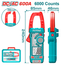 TOTAL DC/AC Clamp Meter 600A, TRMS 6000 Counts with Temperature