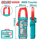 كلامب ميتر 600 أمبير DC/AC – بعداد 6000 TRMS مع قياس الحرارة من توتال
