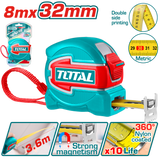 TOTAL Steel Measuring Tape 8m x 32mm – Magnetic Hook (TMT80832M)
