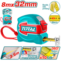TOTAL Steel Measuring Tape 8m x 32mm – Magnetic Hook (TMT80832M)