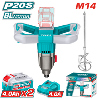 TOTAL 20V Cordless Mixer M14 – 2-Speed Variable Control with 2×4.0Ah Batteries (TMXLI20162)