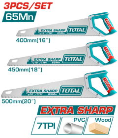 TOTAL 3PCs Hand Saw Set - 16", 18", 20" (TOS23093)