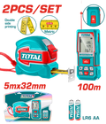 TOTAL Laser Distance Detector Combo Kit – 100m Laser Meter with 5m Magnetic Measuring Tape (TOS250902M)