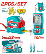 TOTAL Laser Distance Detector Combo Kit – 100m Laser Meter with 5m Magnetic Measuring Tape (TOS250902M)