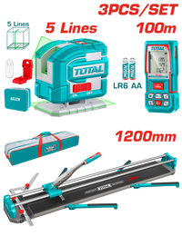 TOTAL 3-in-1 Tile Cutter Kit – 1200mm Tile Cutter, Self-Leveling Laser & 100m Laser Distance Meter (TOS250911)