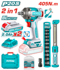 TOTAL Cordless 2 Pcs Combo Kit – Impact Wrench 20V & Work Lamp  (TOSLI23056)