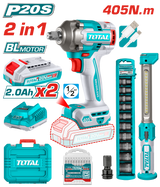 TOTAL Cordless 2 Pcs Combo Kit – Impact Wrench 20V & Work Lamp  (TOSLI23056)