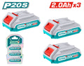 TOTAL P20S Lithium-Ion Battery Kit 20V | 2.0Ah X 3 (TOSLI240311)