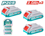 TOTAL P20S Lithium-Ion Battery Kit 20V | 2.0Ah X 3 (TOSLI240311)