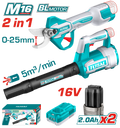 TOTAL Cordless 2pcs Combo Kit – 16V Brushless Gauge Straight Shear & Blower (TOSLI250385)
