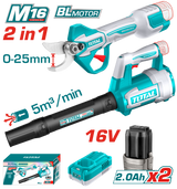TOTAL Cordless 2pcs Combo Kit – 16V Brushless Gauge Straight Shear & Blower (TOSLI250385)
