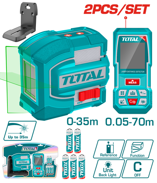 TOTAL 2PCs Laser Level & Distance Measuring Kit (TOSLL0401) – Precision & Efficiency