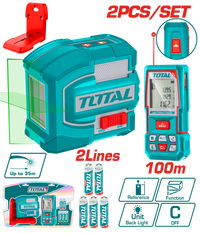 TOTAL Laser Level & Distance Measuring Kit – Green Laser Level with 100m Laser Distance Meter (TOSLL0502)
