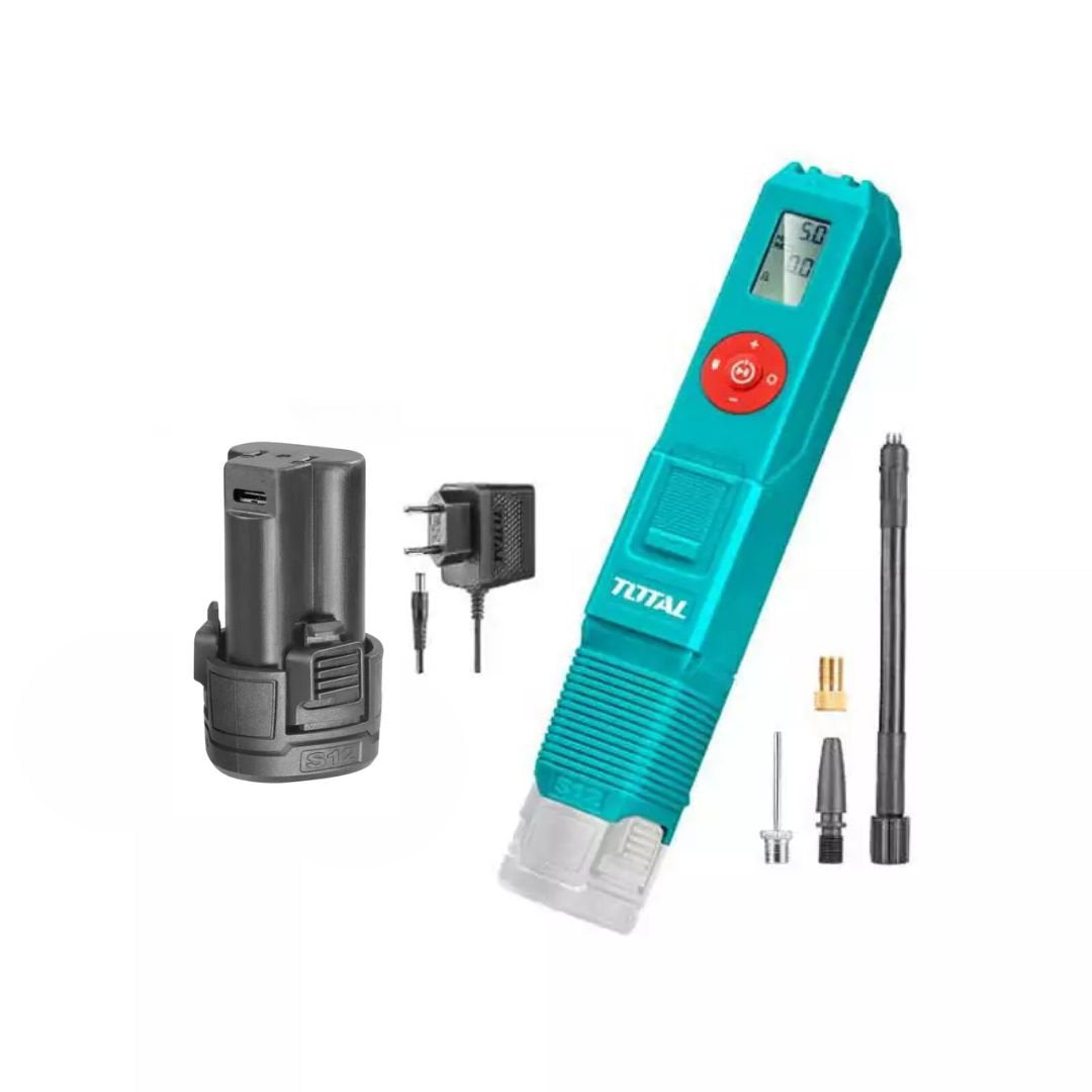 TOTAL 12V Cordless Air Inflator Compact & Powerful with Digital Display TOTAL 12V Cordless Air Inflator Compact & Powerful with Digital Display
