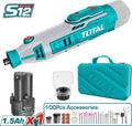 TOTAL 12V Cordless Mini Grinder & 100 Accessories Versatile & Powerful