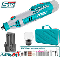 TOTAL 12V Cordless Mini Grinder & 100 Accessories Versatile & Powerful