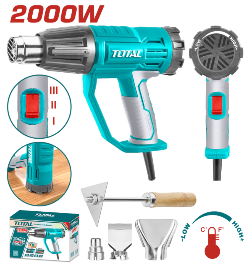 TOTAL 2000W Heat Gun High Performance & Precise Heat Control TOTAL 2000W Heat Gun High Performance & Precise Heat Control