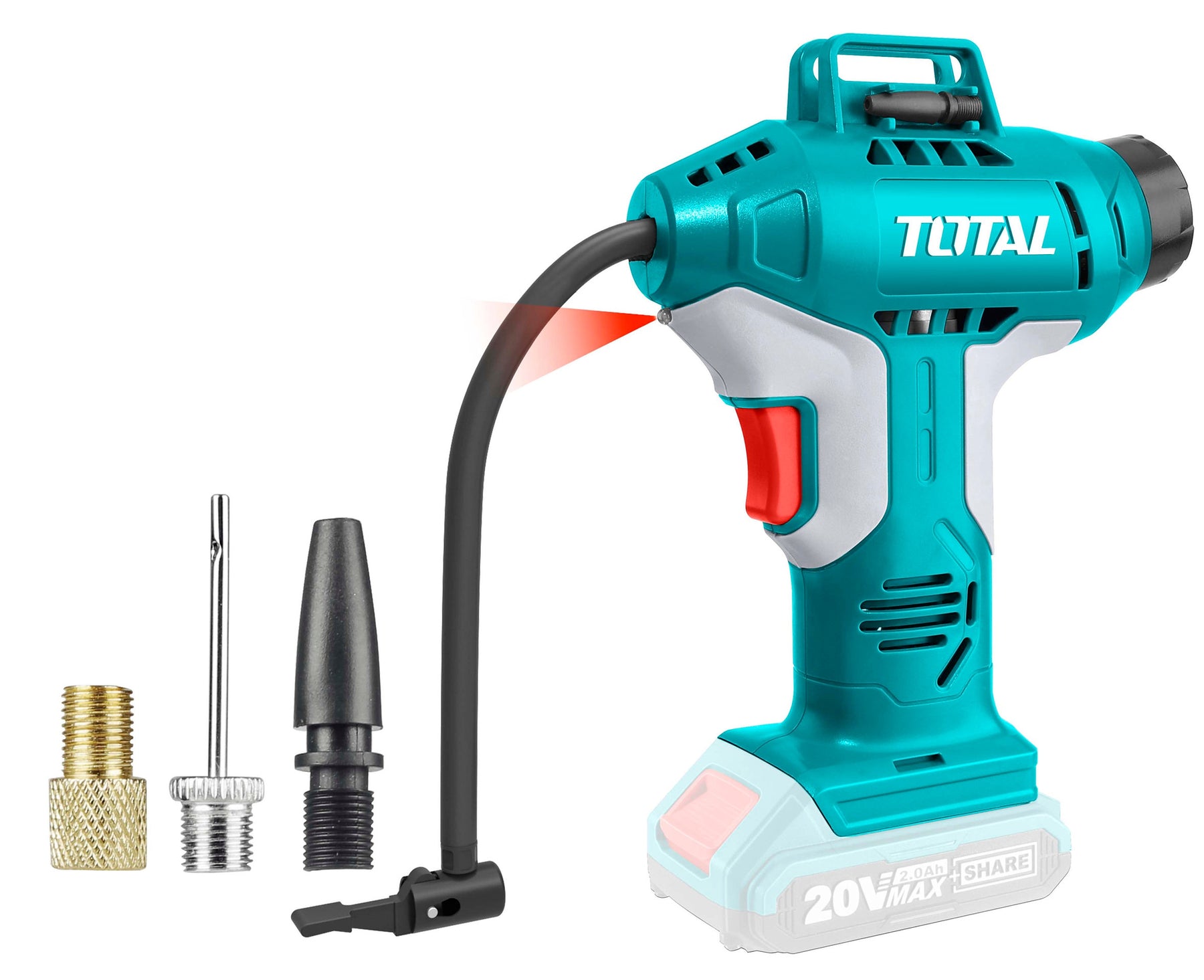 TOTAL 20V Cordless Auto Air Compressor Compact & Digital Display TOTAL 20V Cordless Auto Air Compressor Compact & Digital Display