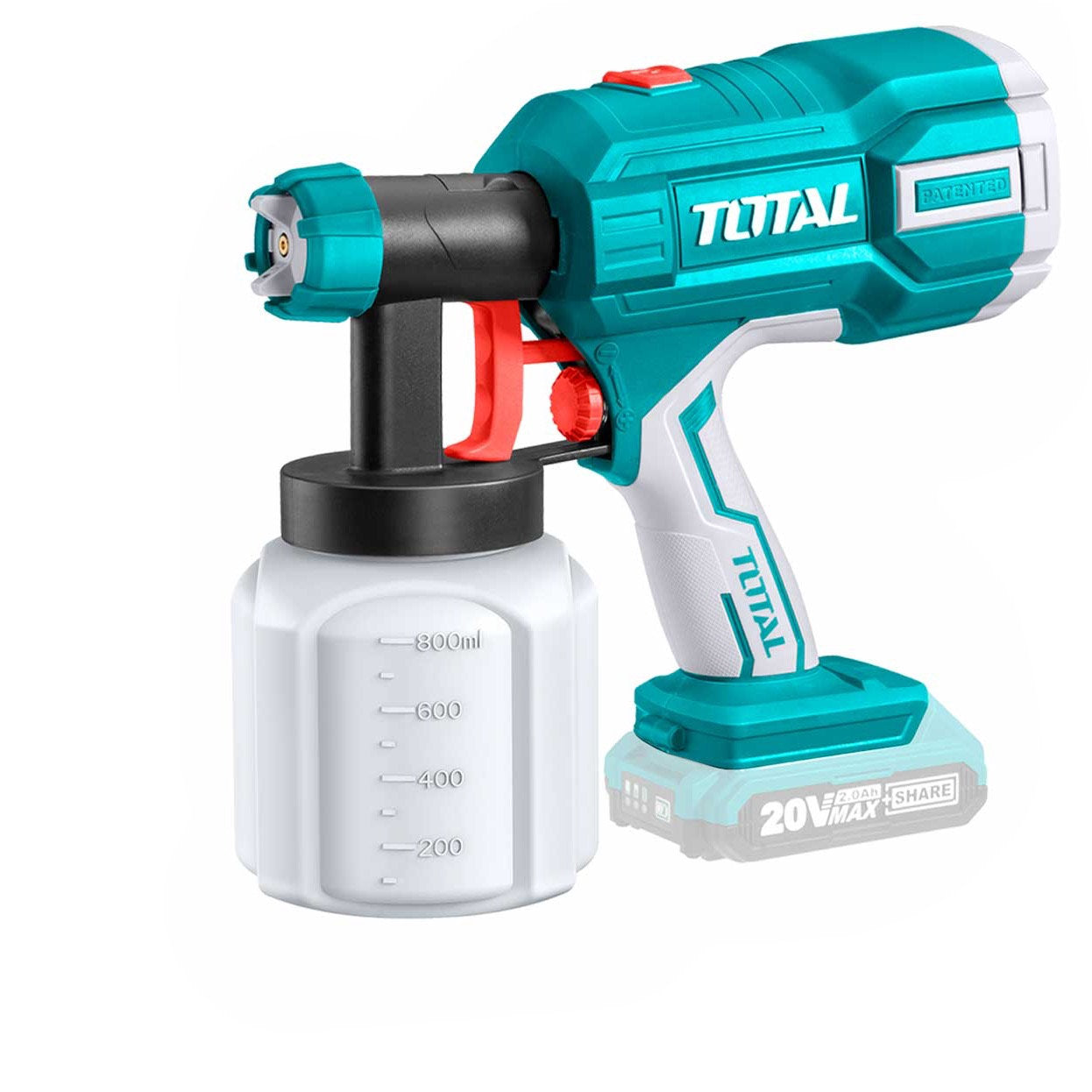 TOTAL 20V Cordless Spray Gun Professional Painting No Battery