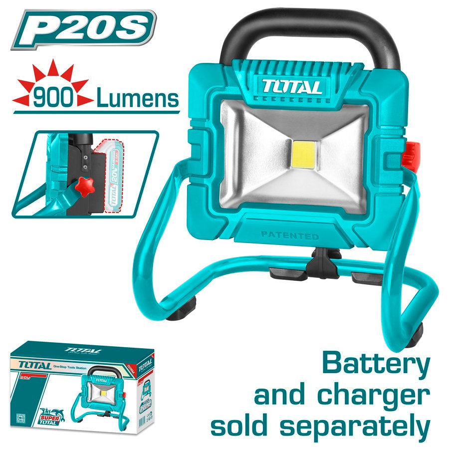 TOTAL 20V Rechargeable LED Work Light 800 Lumens & Waterproof