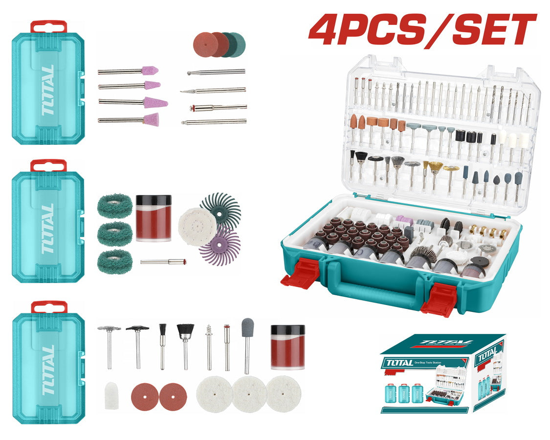 TOTAL 4-Box Mini Drill Accessories Set Professionals & DIYers