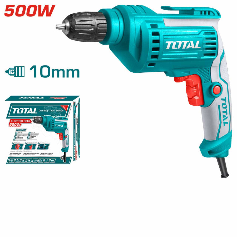 TOTAL 500W Electric Drill Auto Chuck for Quick & Easy Drilling