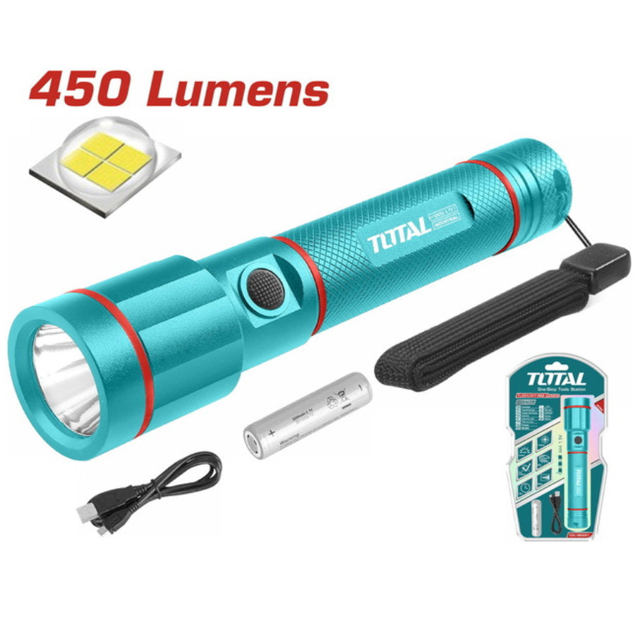 TOTAL LED Flashlight Lithium Rechargeable & Durable