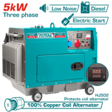 TOTAL Silent Diesel Generator 9HP – 5kW 3-Phase TP2500032