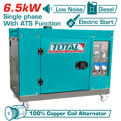 TOTAL Silent Diesel Generator 6.5kW with ATS – TP265001-1