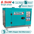 TOTAL Silent Diesel Generator 6.5kW – Single Phase Electric Start Generator (TP265001)