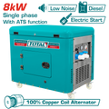 TOTAL Silent Diesel Generator 8kW – Electric Start with ATS Function (TP280001-1)