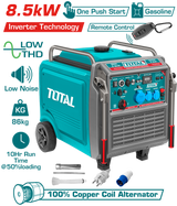 TOTAL Inverter Gasoline Generator – 8.5kW Max Output, Remote Start, Pure Sine Wave (TP585006)