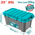TOTAL 33" Heavy-Duty Plastic Tool Box 85L – PP Storage Box with Metal Buckles & 35kg Load Capacity (TPBX0332)