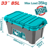 TOTAL 33" Heavy-Duty Plastic Tool Box 85L – PP Storage Box with Metal Buckles & 35kg Load Capacity (TPBX0332)