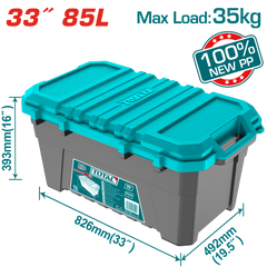 TOTAL 33" Heavy-Duty Plastic Tool Box 85L – PP Storage Box with Metal Buckles & 35kg Load Capacity (TPBX0332)