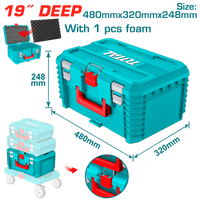 TOTAL 19" Stackable Tool Box Deep – Heavy Duty Plastic Tool Storage (TPBXS103)