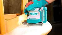 TOTAL 20V Cordless Palm Sander Brushless – 12000rpm with Sanding Pads & Papers (TPSLI2024)