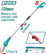TOTAL 20V Cordless Pole Saw Brushless 8" – Long Reach Tree Pruning Saw (TPSLI2028)