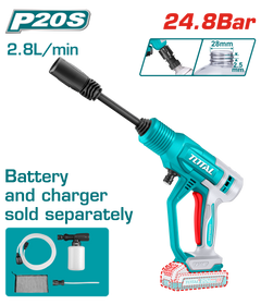 TOTAL Cordless Pressure Washer 24.8Bar | 20V - Battery & Charger Sold Separately (TPWLI2036)