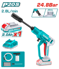 TOTAL Cordless Pressure Washer 24.8Bar | 20V (TPWLI20362)