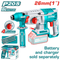 TOTAL Cordless Rotary Hammer Brushless 2.5J | 26mm - Battery & Charger Sold Separately (TRHLI20228)
