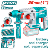 TOTAL Cordless Rotary Hammer Brushless 2.5J | 26mm - Battery & Charger Sold Separately (TRHLI20228)